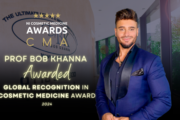 Professor Bob Khana awarded Global Recognition in Cosmetic Medicine Award 2024 banner.